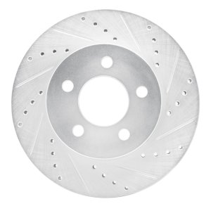 Jeep Liberty Brake Rotor (1) - Front Right - R1 Concepts - Drilled & Slotted - Silver - `02-`07